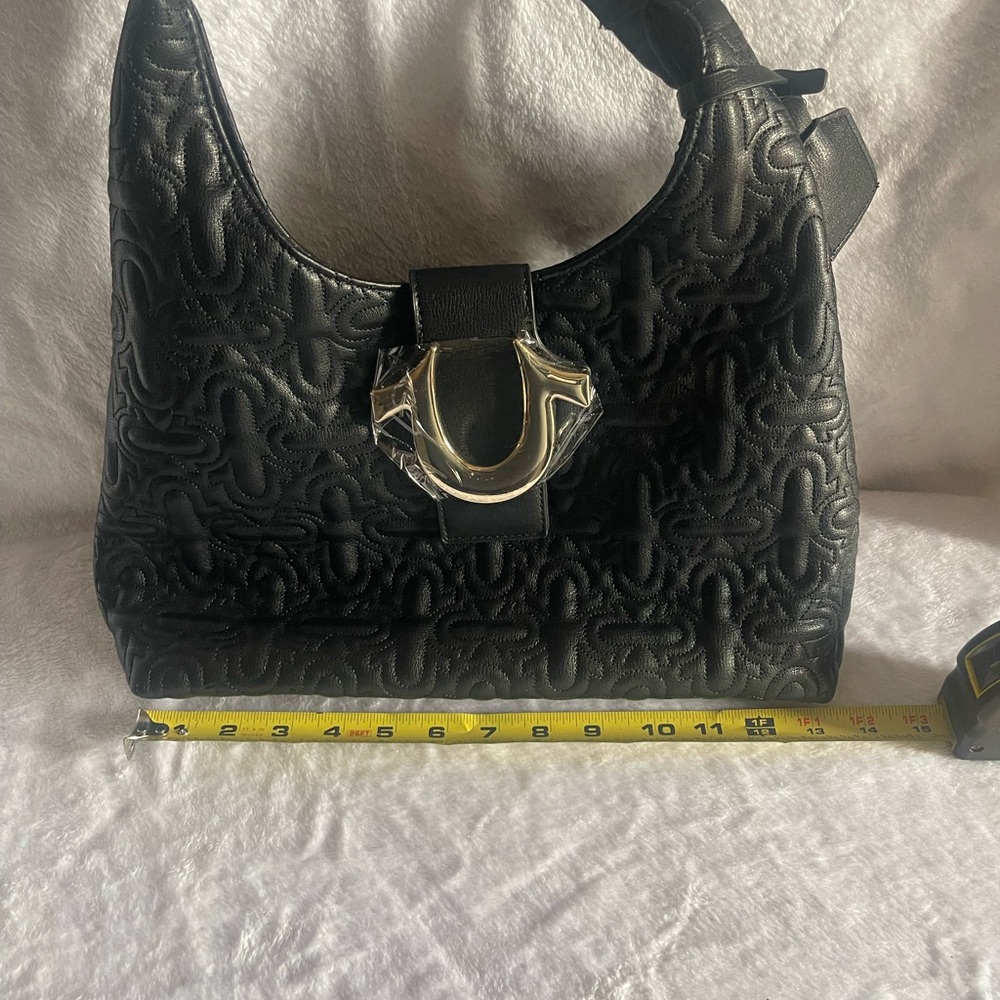 NWT True Religion Black Soft Leather Shoulder Bag - Picture 2 of 9